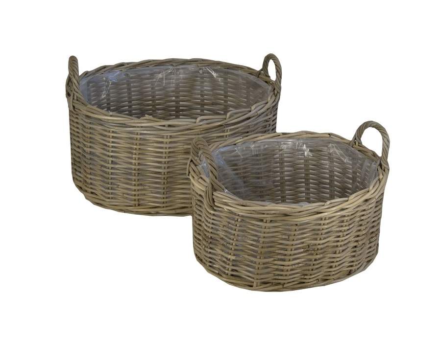 bom voordat Dicteren Mand ovaal 50x40x25 & 60x50x30 in Grey – Rotanmanden, de webshop voor rotan  artikelen