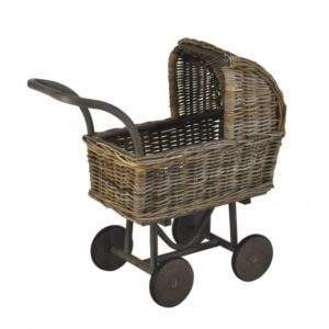 Poppenwagen hoog in Grey rotan