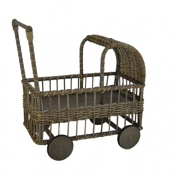 Poppenwagen Leentje in Grey rotan