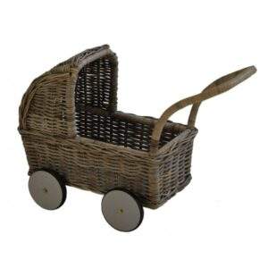 Poppenwagen laag in Grey rotan