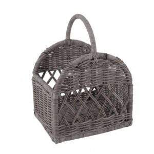 Houtblokmand in Grey rotan