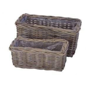Mandje rechthoek in Grey rotan