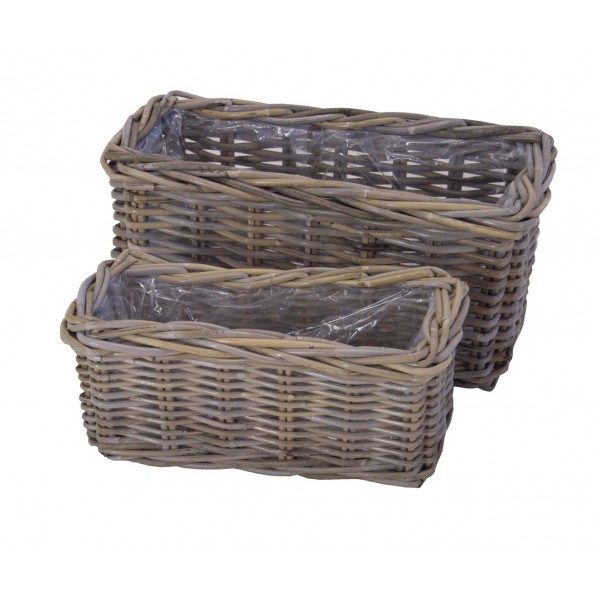 Mandje rechthoek in Grey rotan