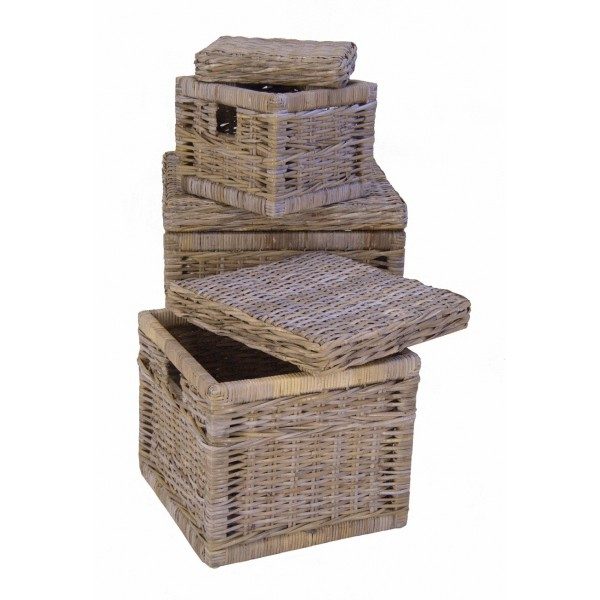 Opbergmand in rotan Split Grey