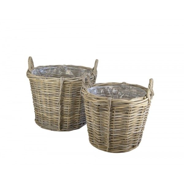 Aardappelmand met streepje in Grey rotan