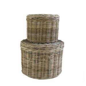 Poef rond Grey rotan