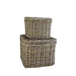 Poef vierkant Grey rotan